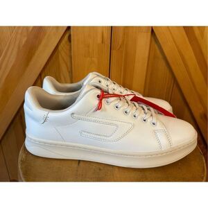 DIESEL S-Athene Low Men Sneakers EU42 US 9 White Leather Lace Up Trainers NWT